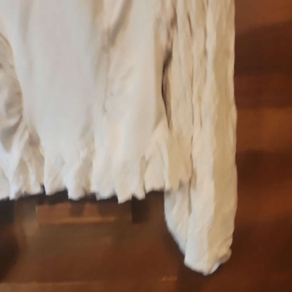 Free People Cream Long Sleeve Ruffle Blouse